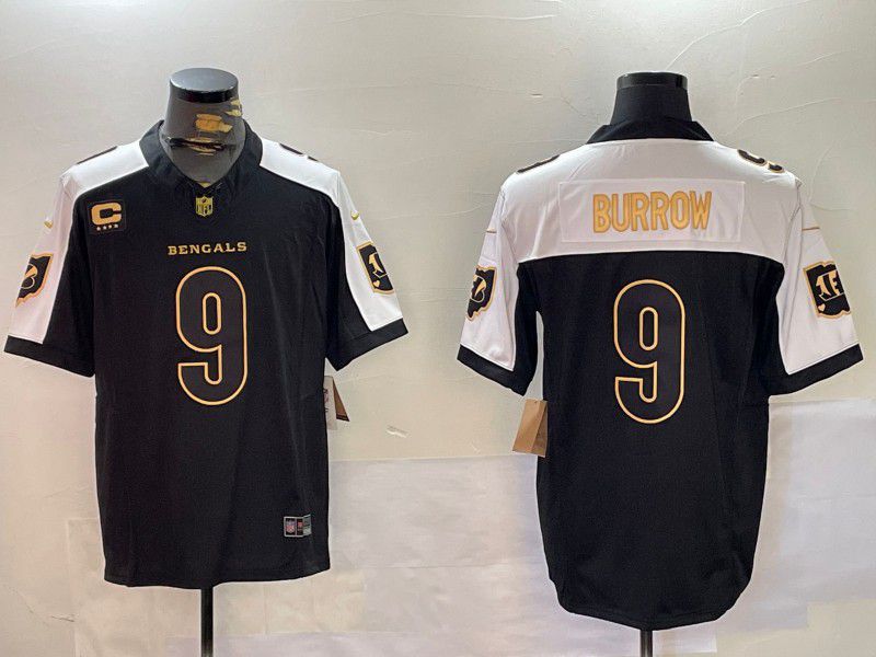 Men Cincinnati Bengals #9 Burrow Black three generations 2024 Nike Limited NFL Jersey style 1->detroit lions->NFL Jersey